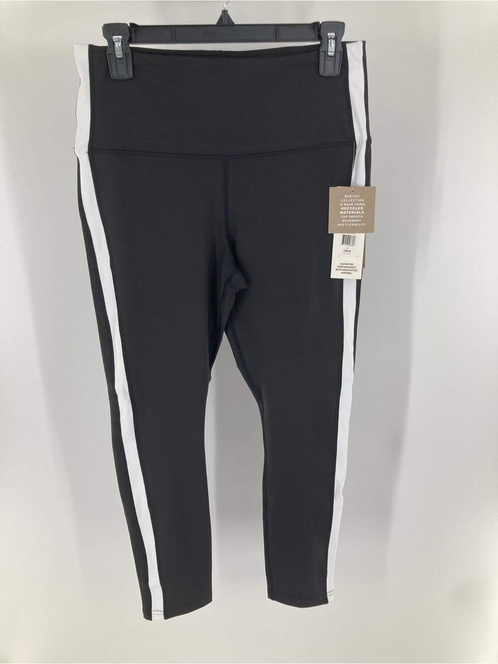 Black Leggings with White Side Stripes by